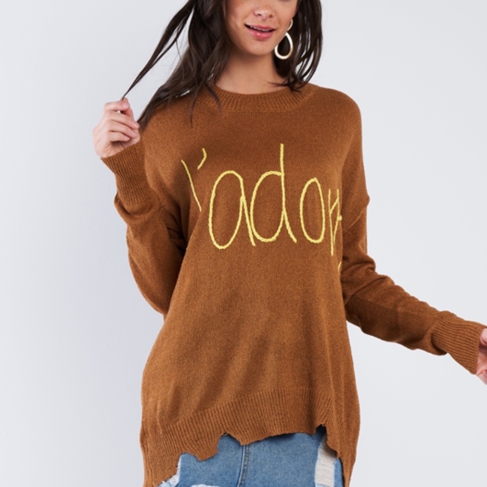 J'adore Camel Brown Knit Sweater